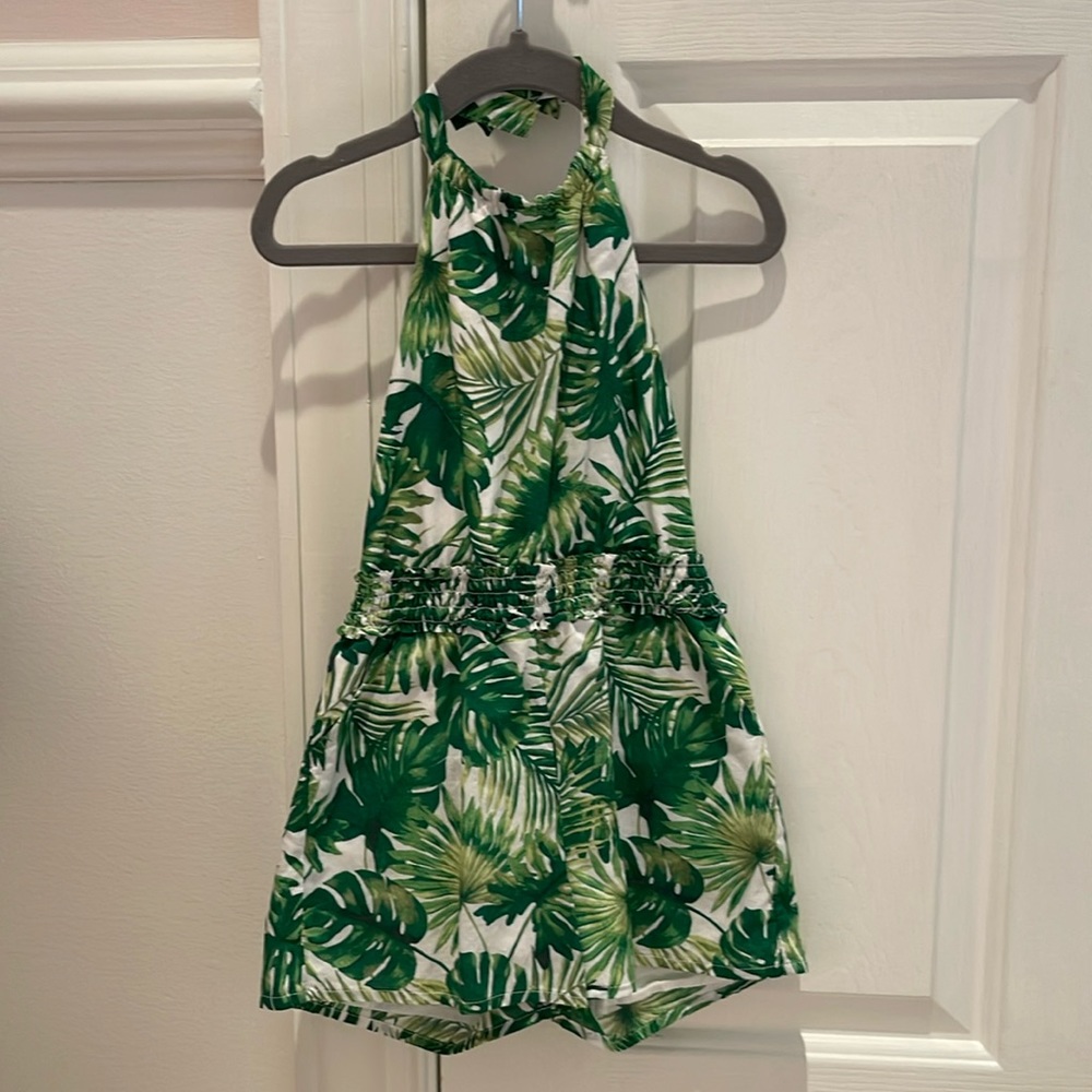 Janie and Jack Green Leaf Print Dress